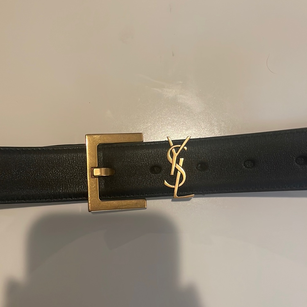 Authentic Saint Laurent Cassandre Leather Belt - size 85, very gently worn.